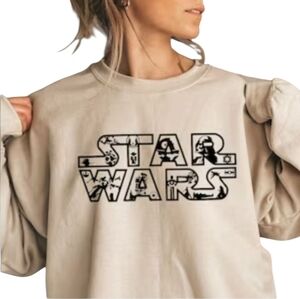 Gildan Disney Star Wars Character Logo Sweatshirt Cream Tan Unisex Size Medium
